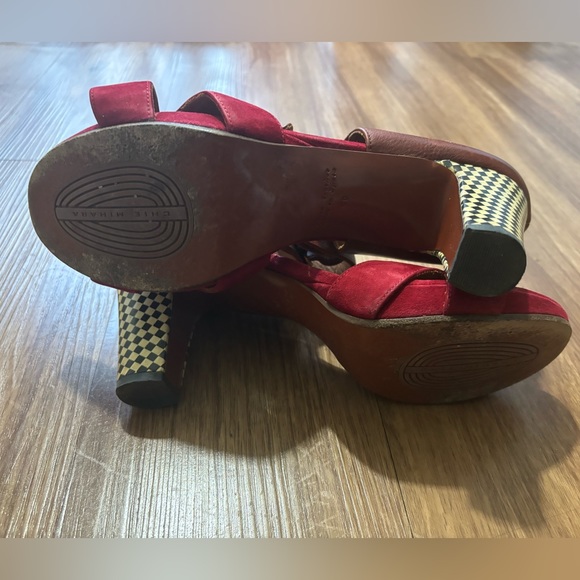SALE Chie Mihara Red Suede Sandals - Size 40 - Picture 3 of 5